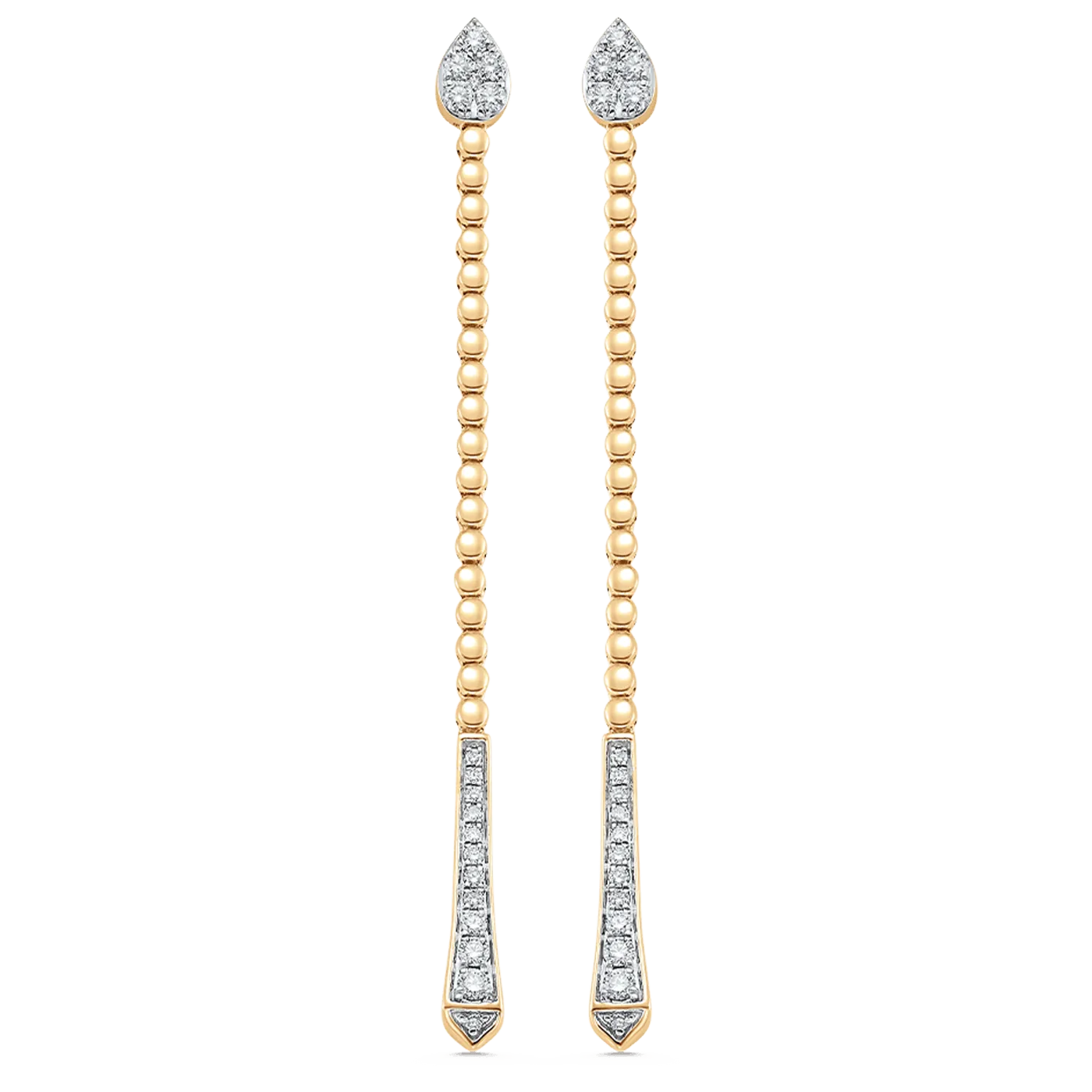 0.41 TCW Round Moissanite Diamond Long Drop Earrings