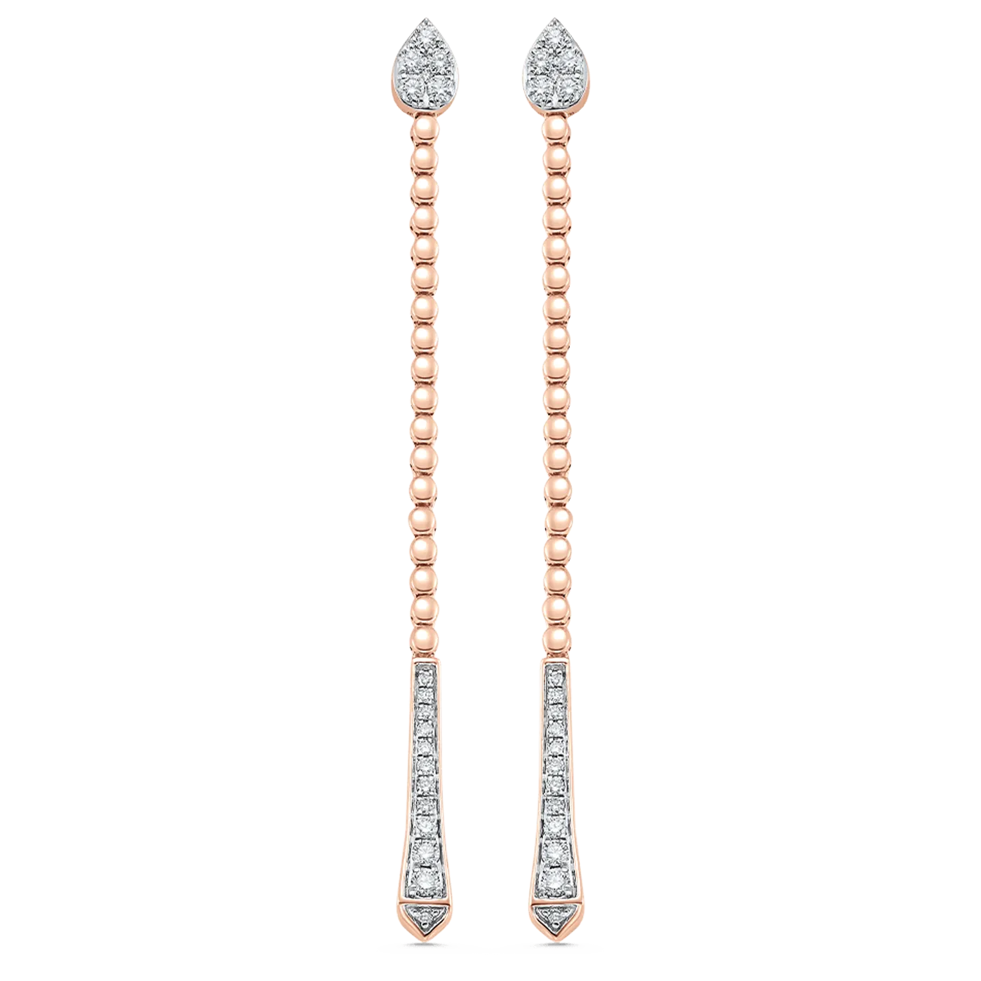 0.41 TCW Round Moissanite Diamond Long Drop Earrings