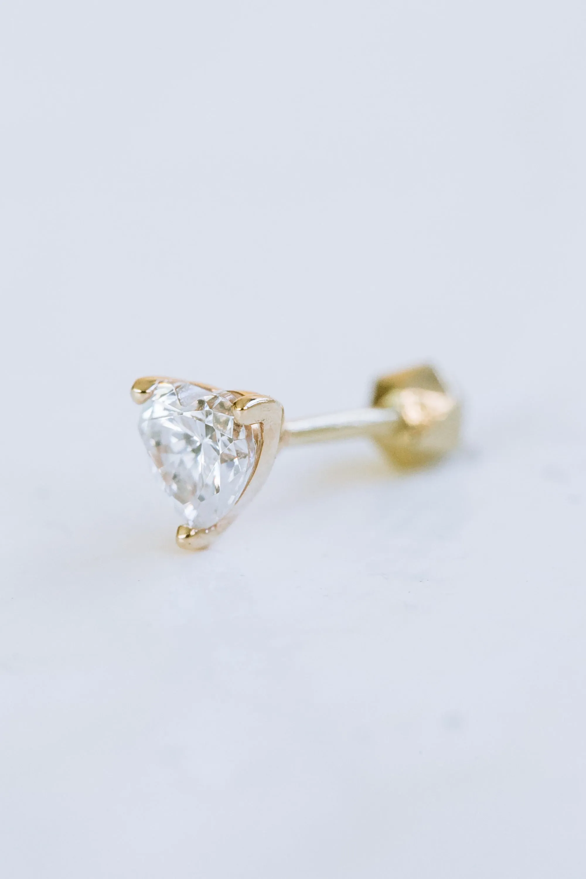 14k Real Solid Gold CZ Heart Square Tragus Helix Inner Conch Cartilage Barbell Ball Ear Post Stud Earring Piercing For Women Girls Men