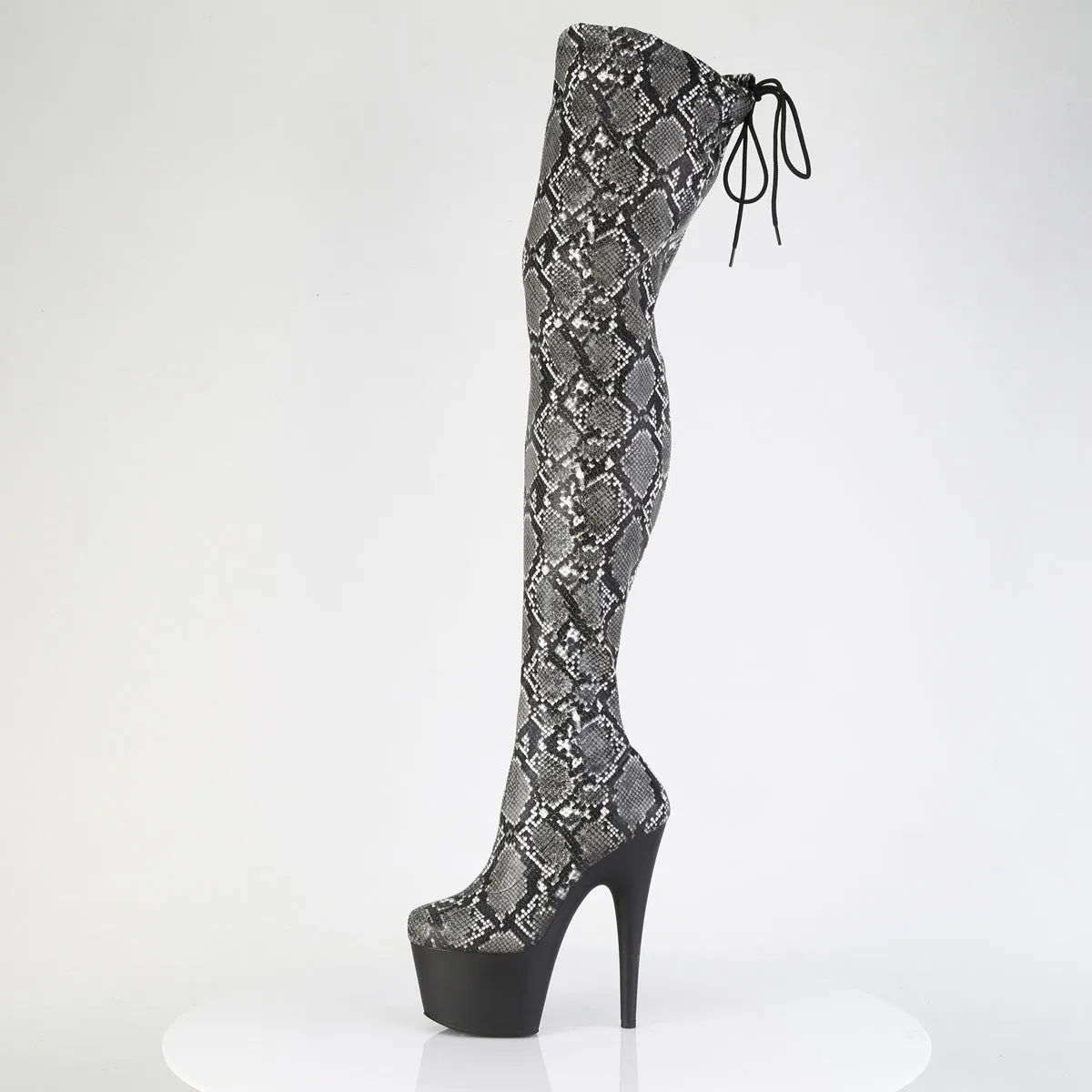 7 Inch Heel ADORE-3008SP-BT Grey Black Snake Print