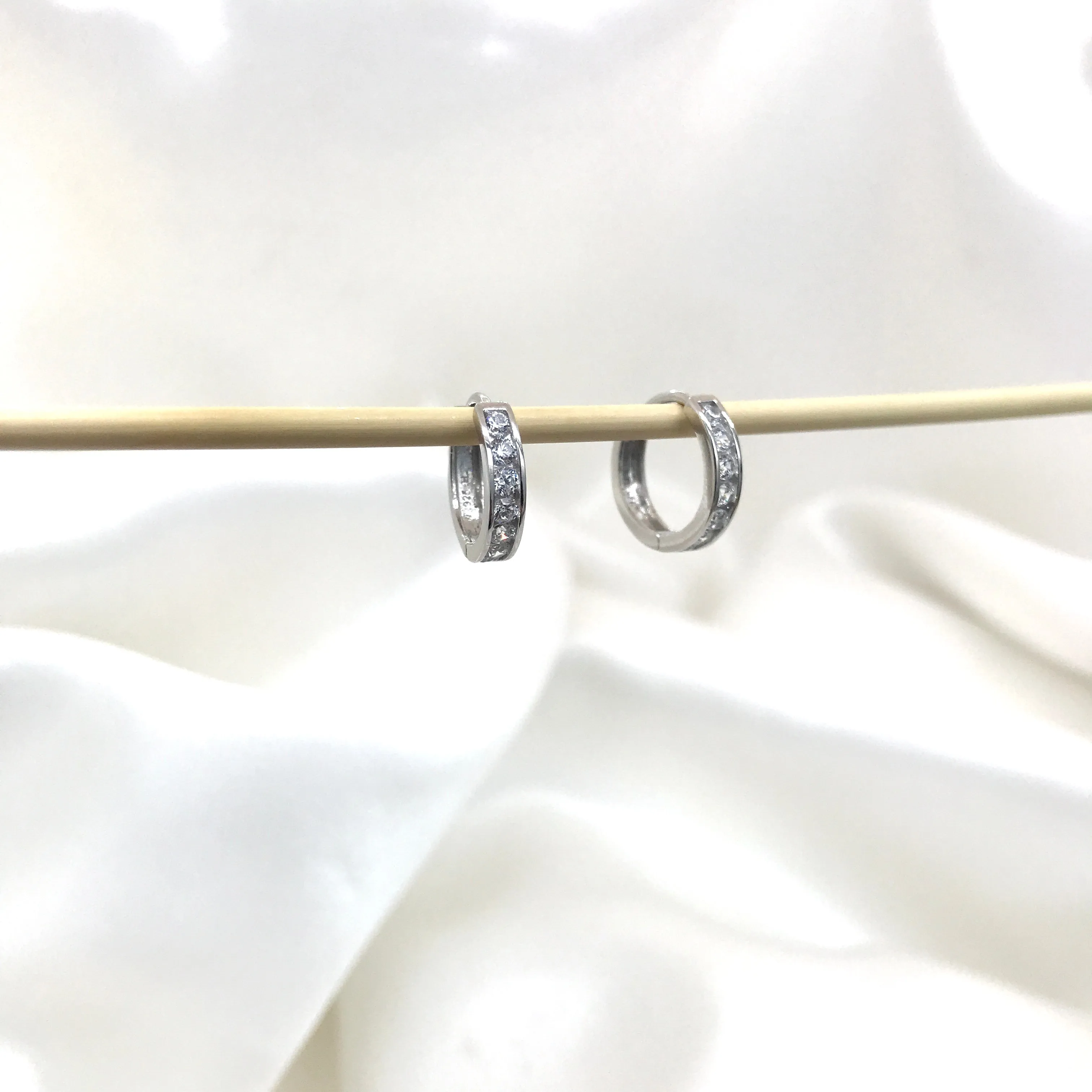 925 Sterling Silver Single Row CZ Huggies- 3 Sizes