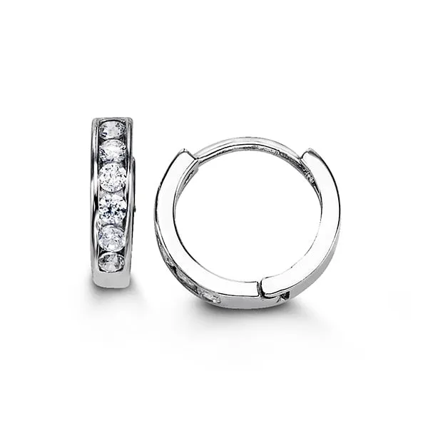 925 Sterling Silver Single Row CZ Huggies- 3 Sizes