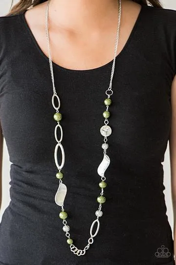 All About Me Green Pearl and Silver Necklace - Paparazzi Accessories