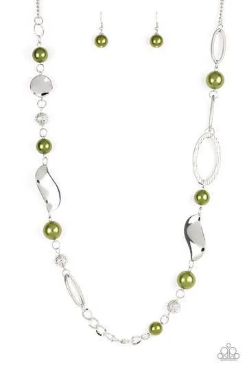 All About Me Green Pearl and Silver Necklace - Paparazzi Accessories