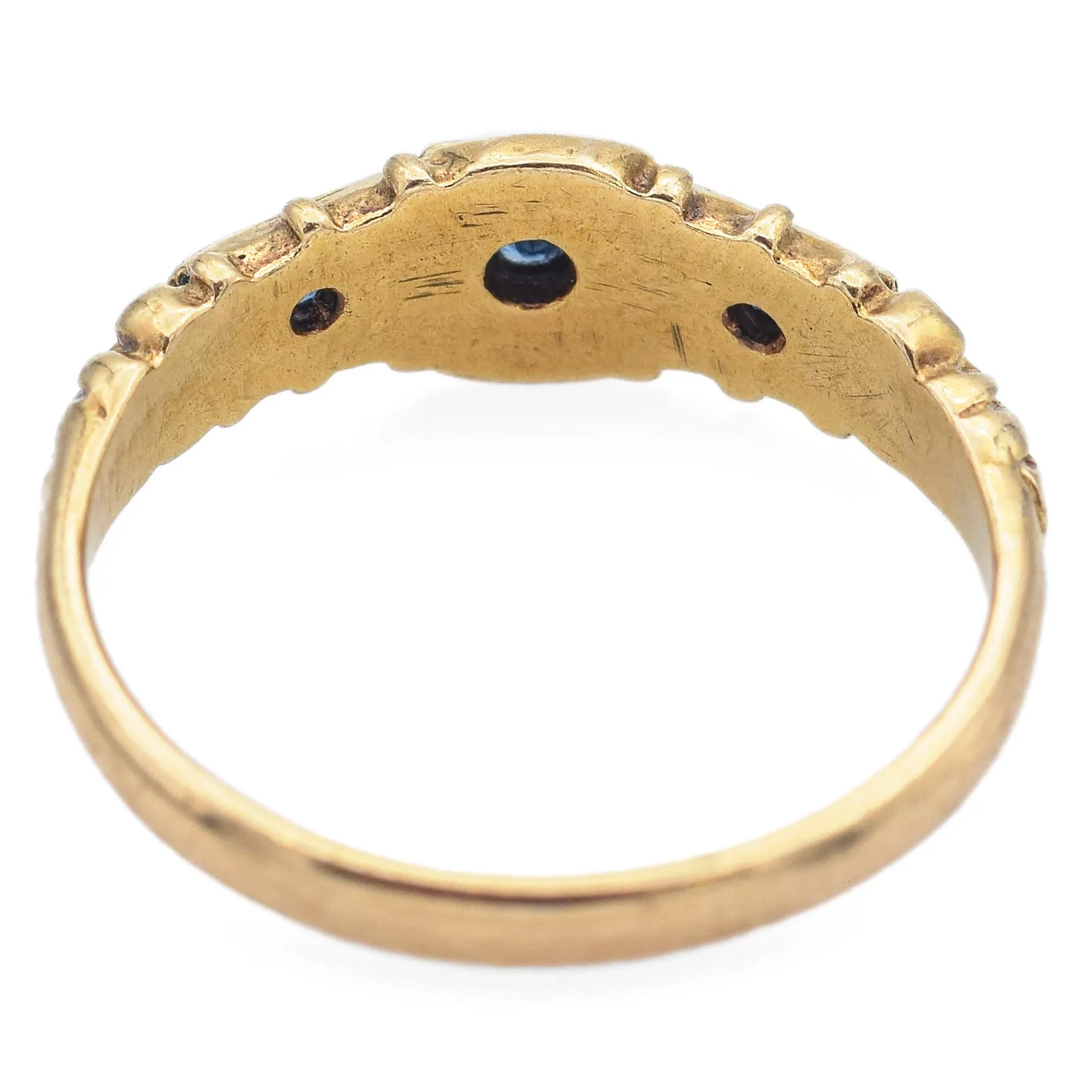 Antique 9K Yellow Gold Sapphire Band Ring Size 5.5