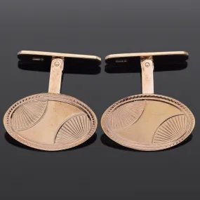 Antique Henry Griffith & Sons SwivLink 9K Yellow Gold Oval Cufflinks