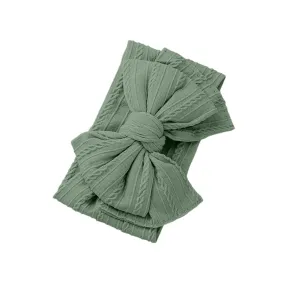 Baby Top Knot Double Bow Headband Fern Green