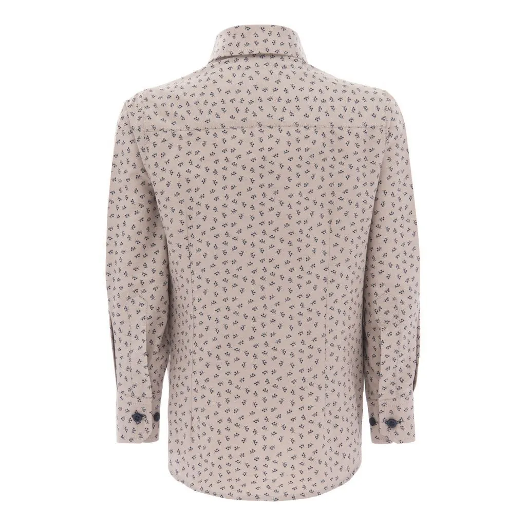 Beige Dandelion Print Dress Shirt