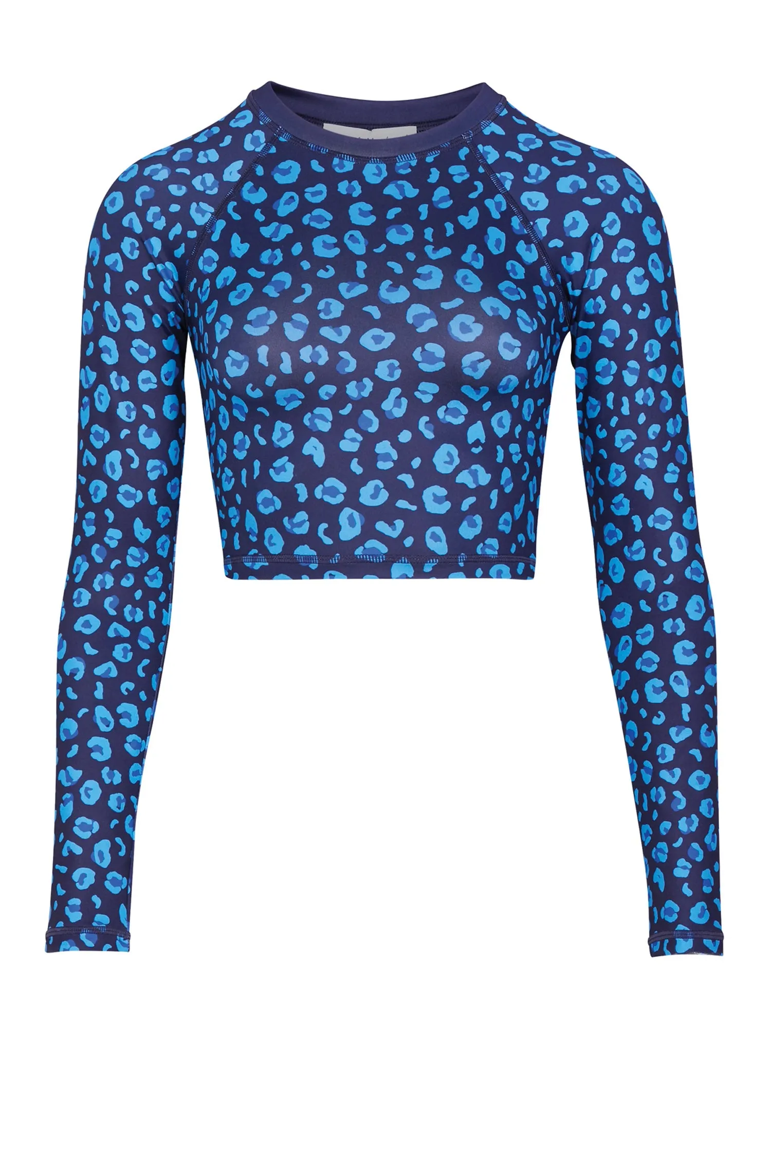 Blue Animal Cropped Athleisure Top