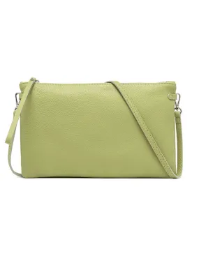 Borse donna pochette Hermy in pelle verde con manico a bracciale e tracolla in pelle