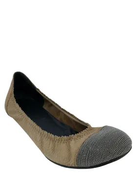 Brunello Cucinelli Monili Cap-Toe Ballerina Flats Size 7.5