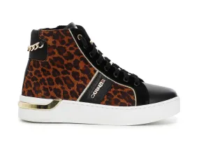 CafèNoir sneakers alte animalier leopardo e pelle