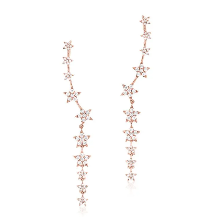 Celestial Crawler-Drop Star Diamond Earrings