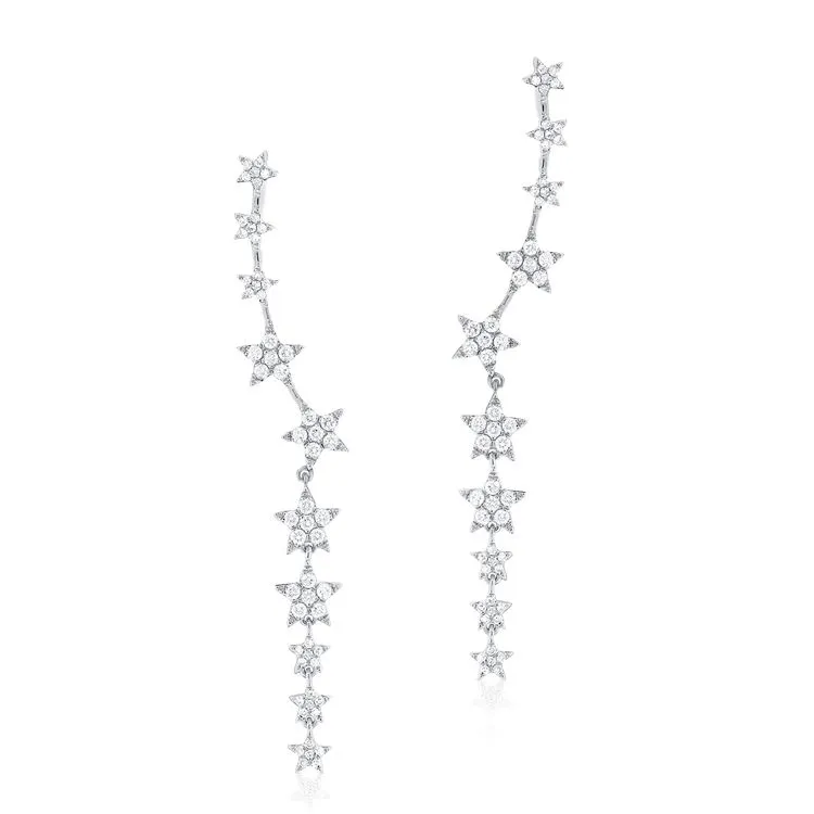 Celestial Crawler-Drop Star Diamond Earrings