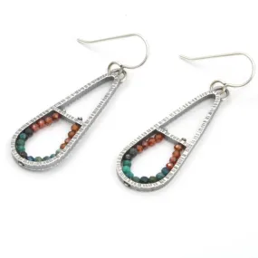 Chrysocolla and Zircon Teardrop "Geode" Earrings