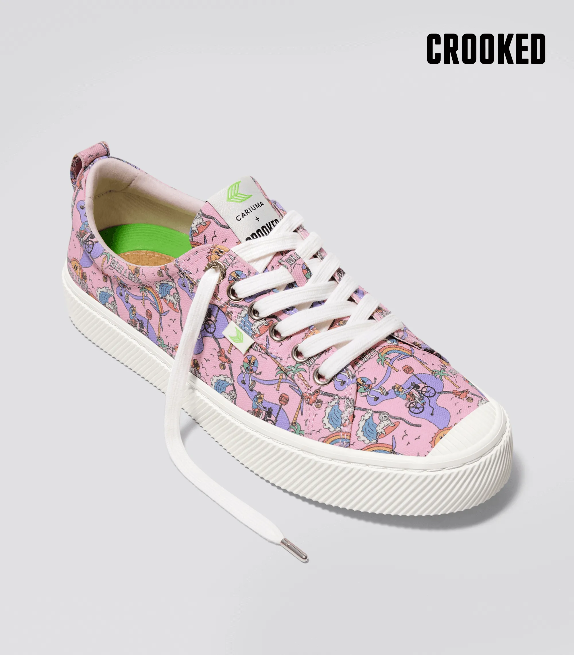 Crooked OCA Low Rose Graphic Print Canvas Sneaker Men