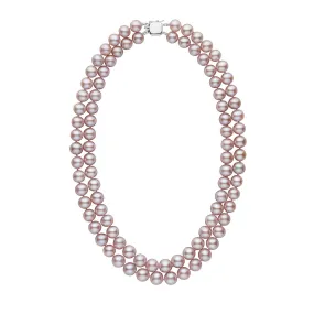 Double Strand 8.5-9.0 mm AA  Lavender Freshwater Pearl Necklace