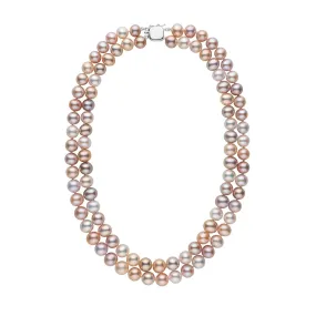 Double Strand 8.5-9.0 mm AA  Multicolor Freshwater Pearl Necklace