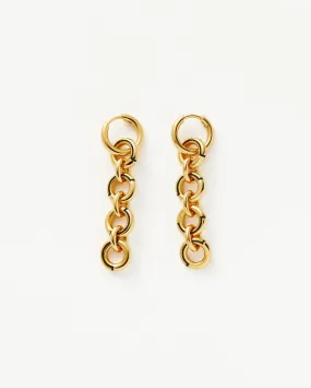 ENAMEL BYLINE LINK DROP HOOP EARRINGS / GOLD