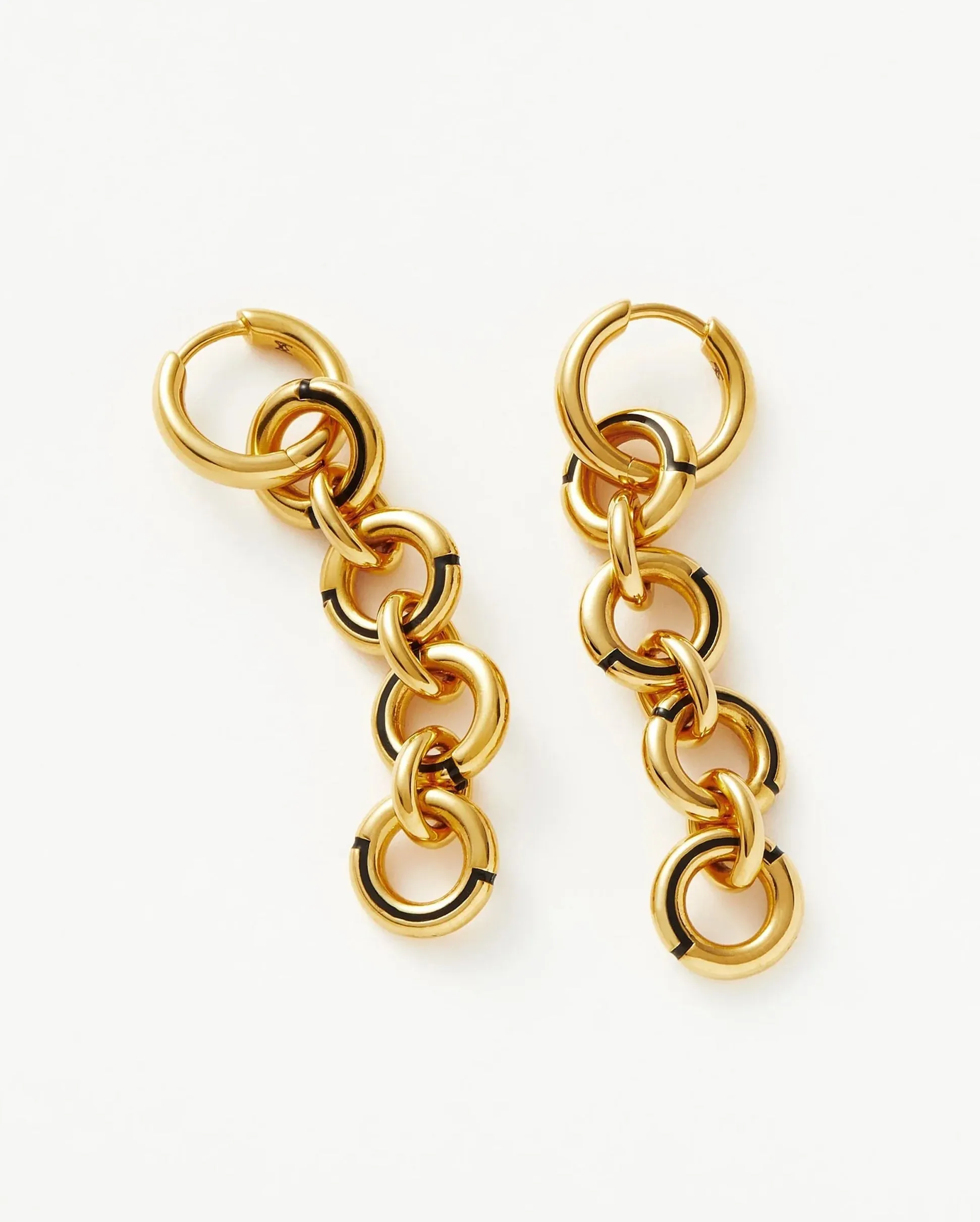 ENAMEL BYLINE LINK DROP HOOP EARRINGS / GOLD