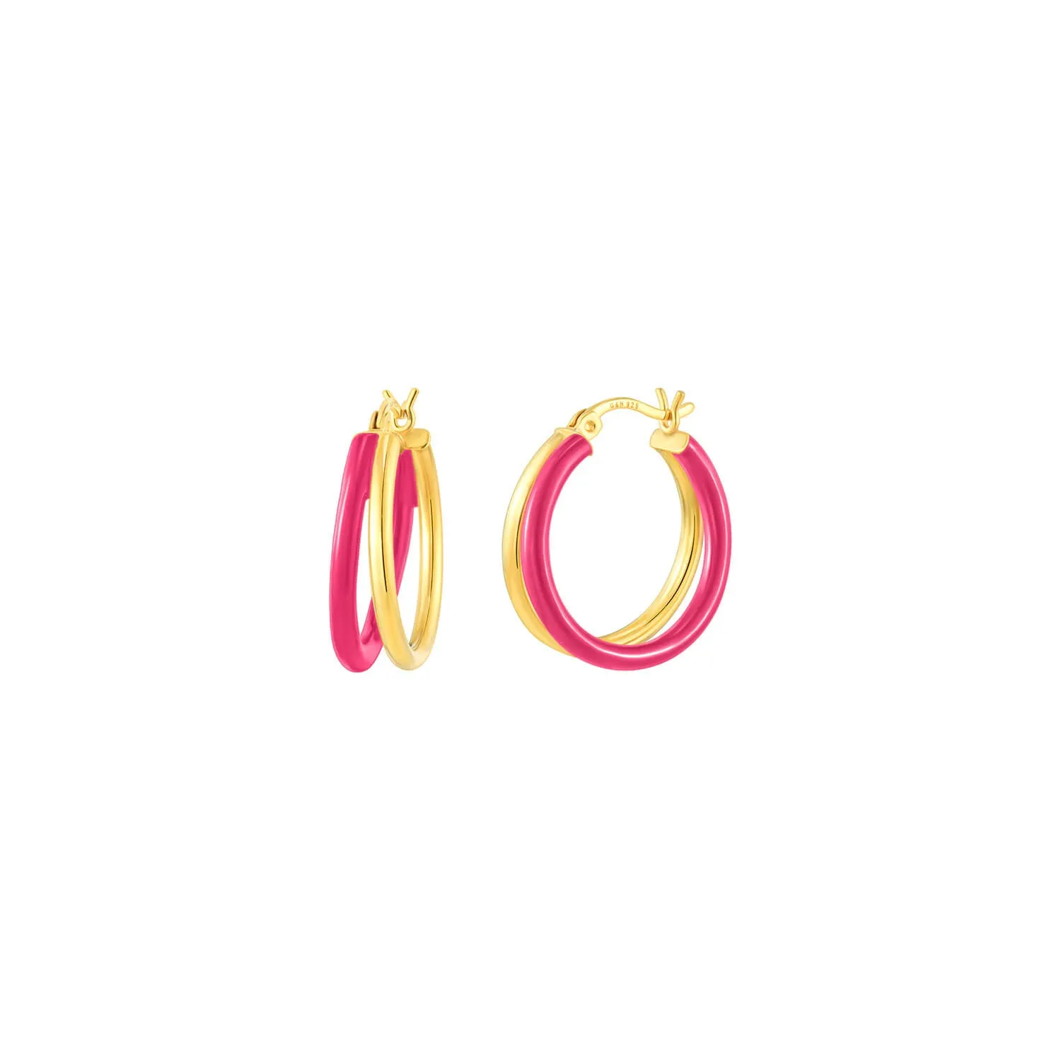 Enamel Double Hoop Earrings