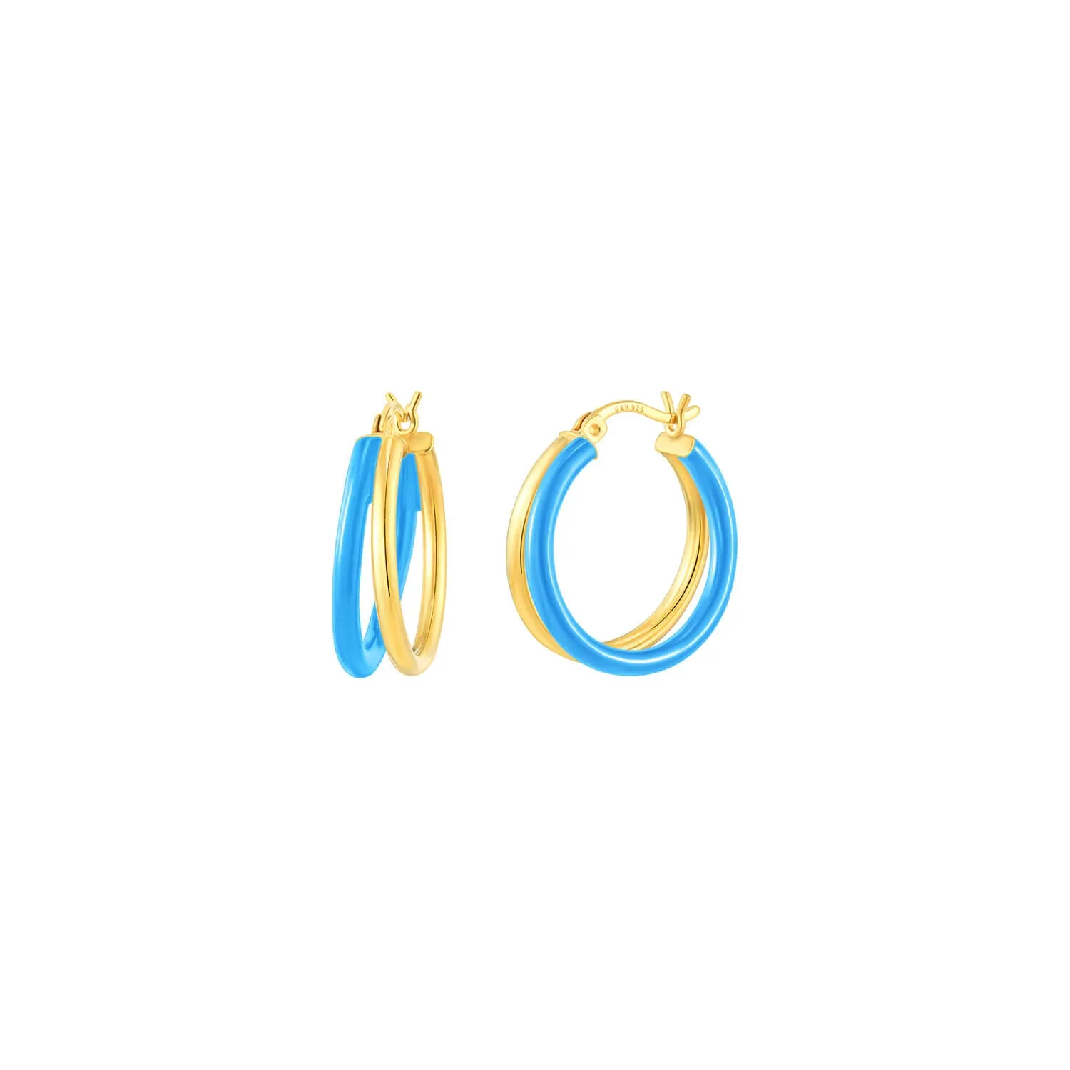 Enamel Double Hoop Earrings