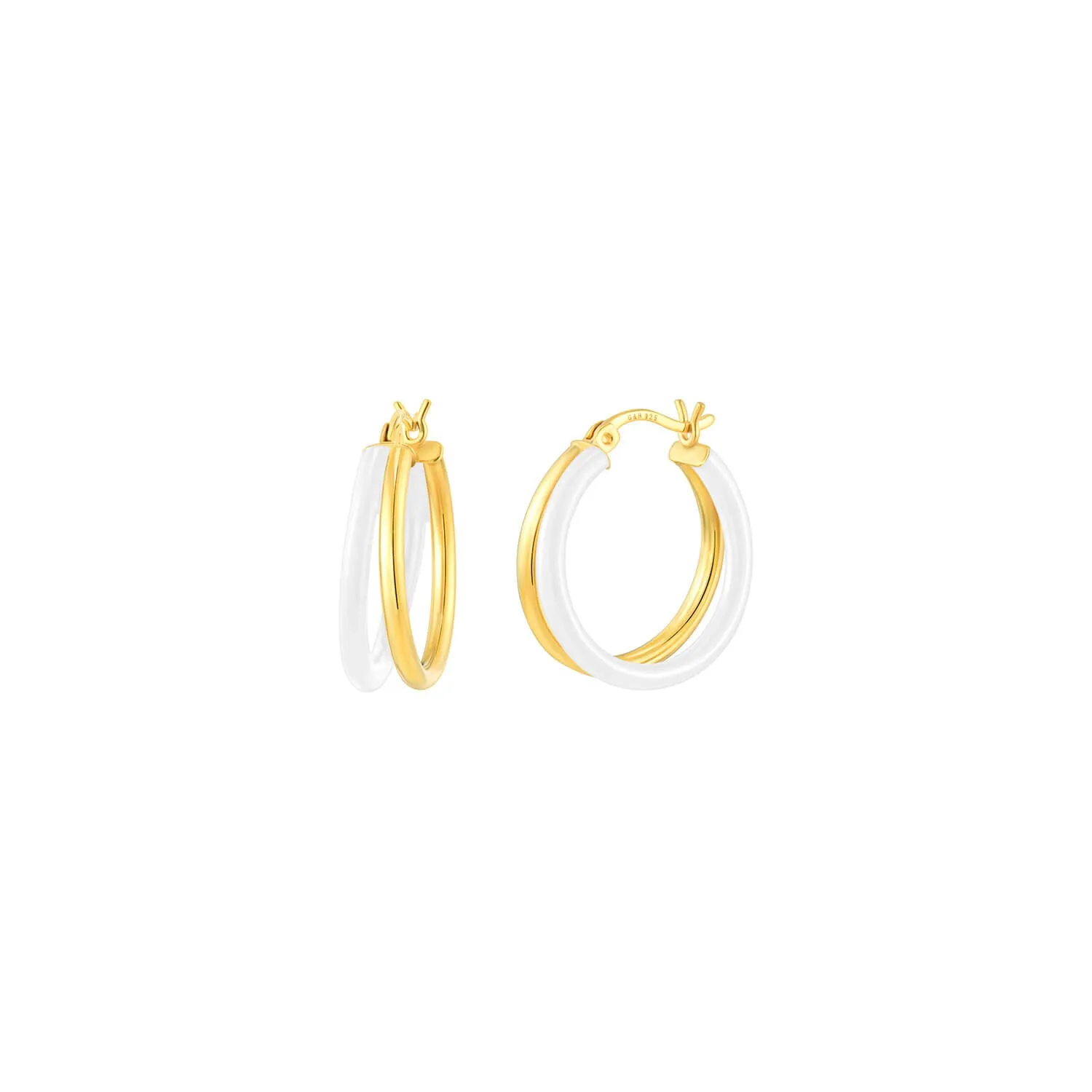 Enamel Double Hoop Earrings