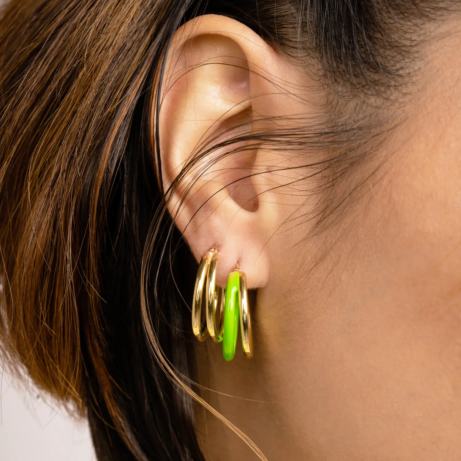 Enamel Double Hoop Earrings