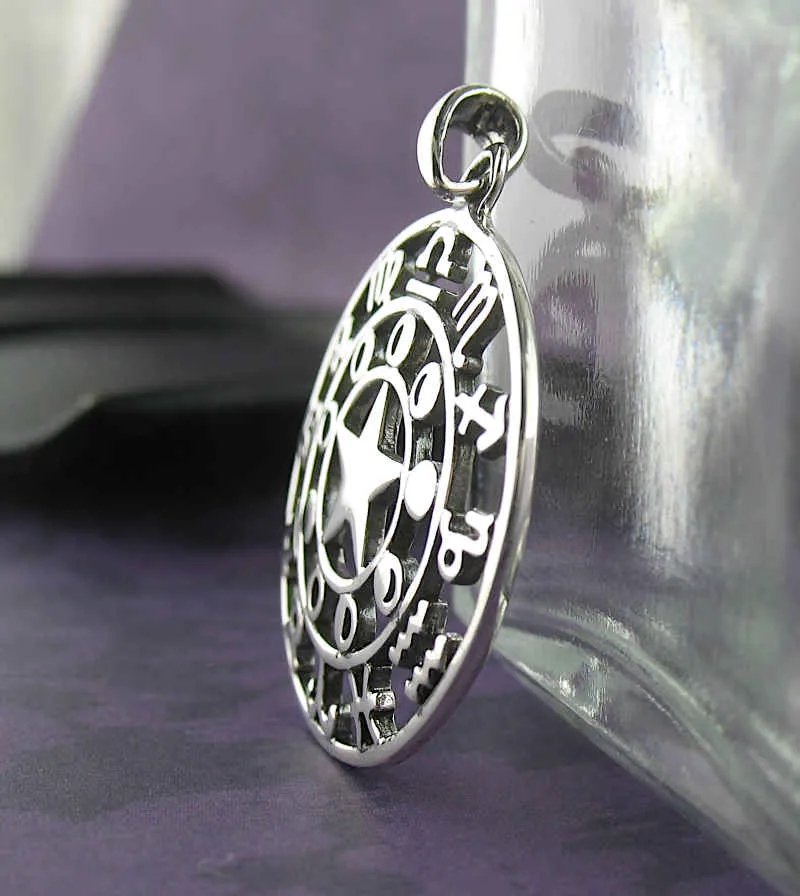 Five-Pointed Star With Moon Phases and Zodiac Symbols Pendant