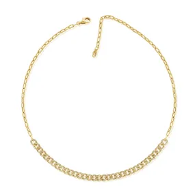 Front Pave Cuban Paperclip Link Necklace