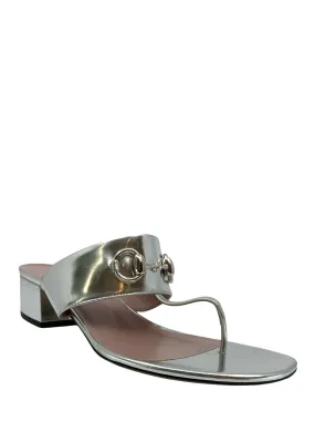 Gucci Patent Leather Horsebit Thong Sandals Size 9