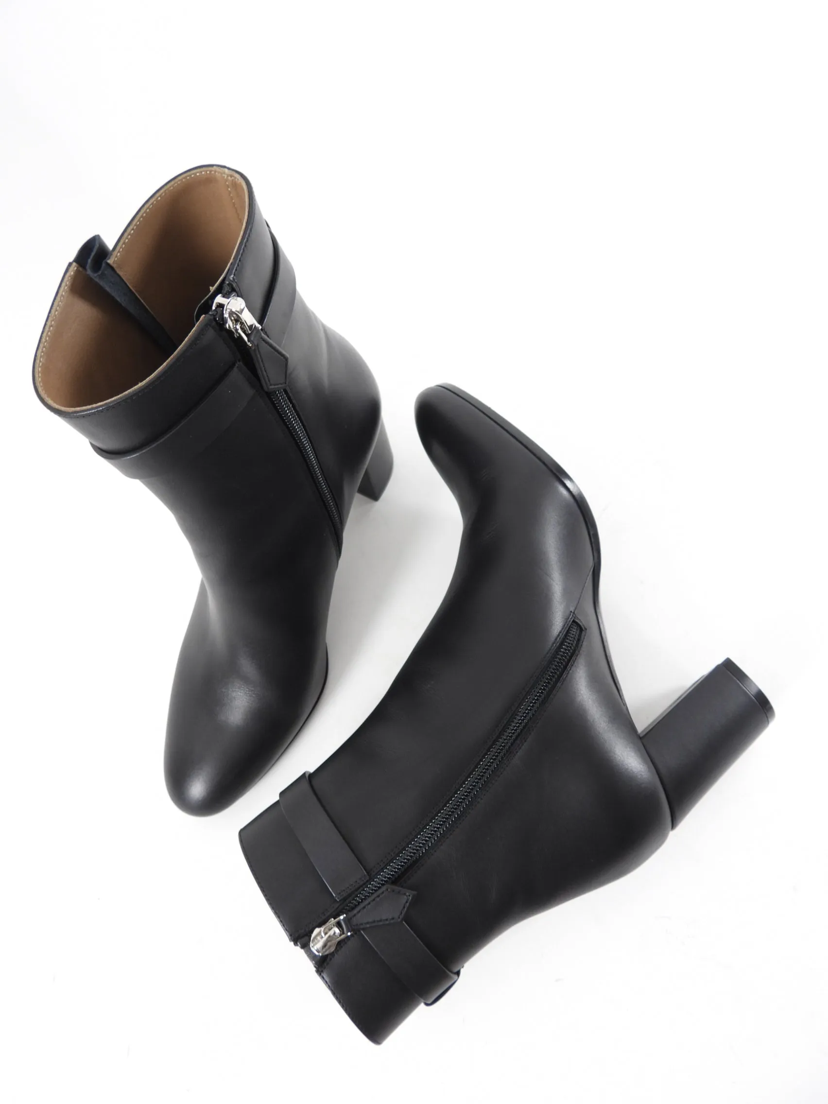 Hermes Black Leather PHW Saint Germain Ankle Boot - 36