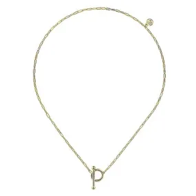 Hollow Paperclip Chain Necklace - 17", 14K Yellow Gold