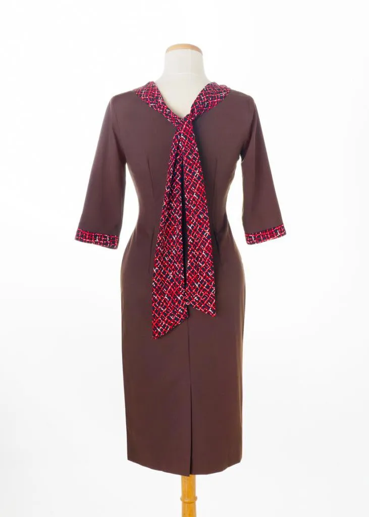 JANA - retro wiggle dress with satin scarf