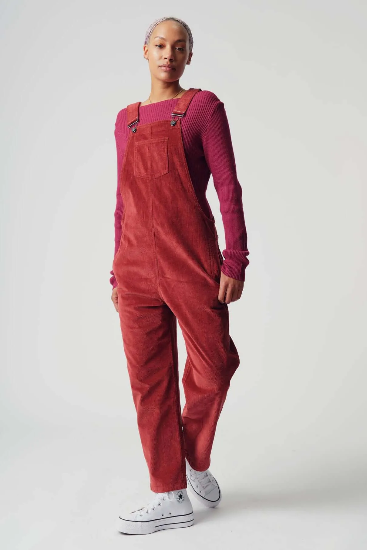 JOY - Organic Cord Dungaree Cherry