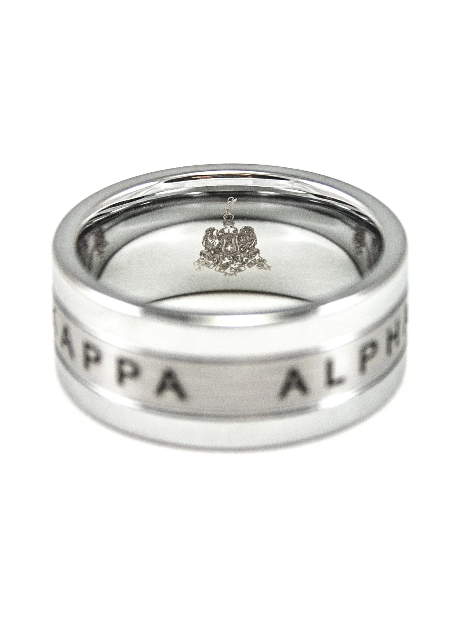 Kappa Alpha Tungsten Ring with 1865 and Fraternity Crest