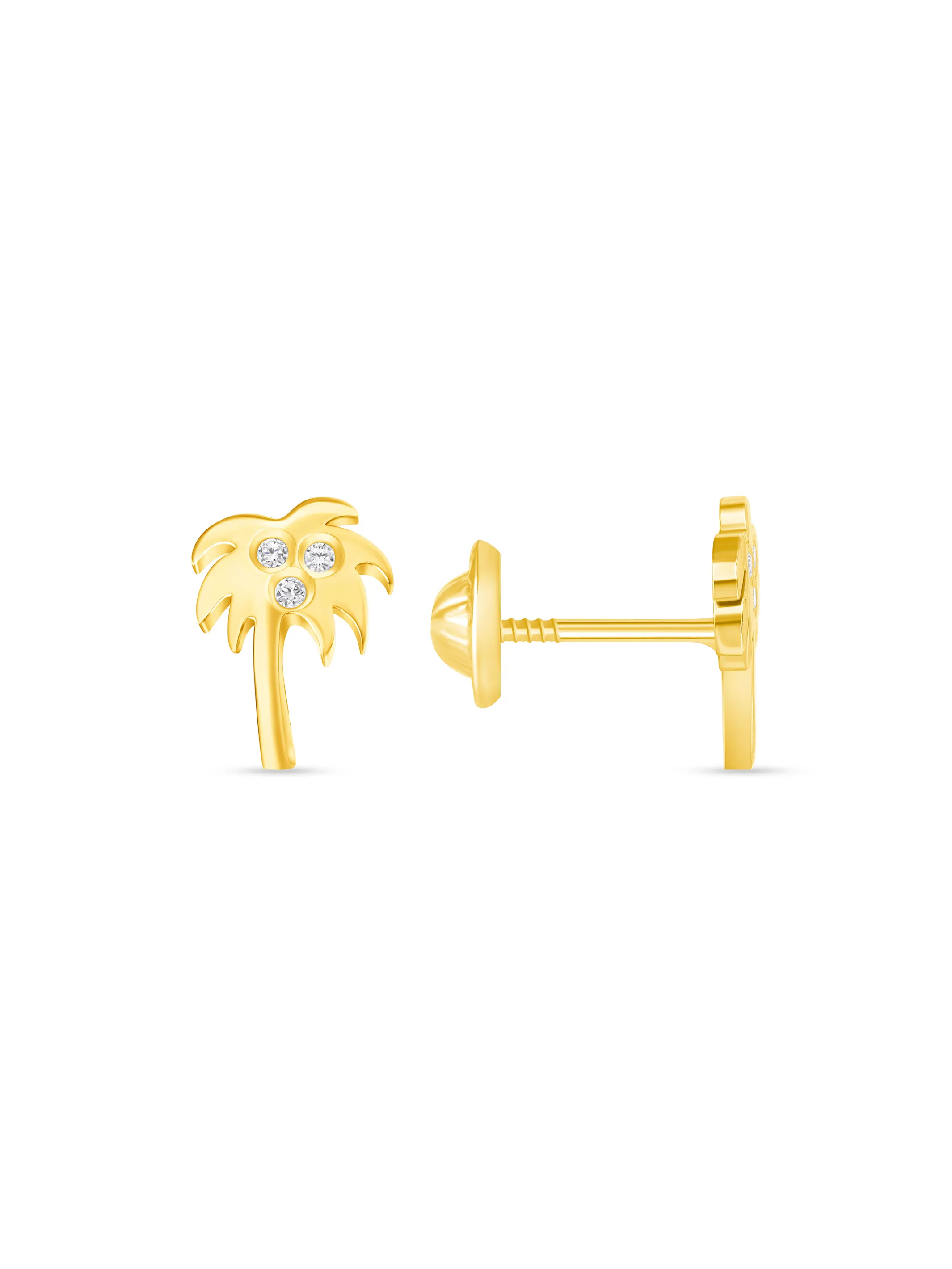 Kid Palm Tree Stud Earrings 14K