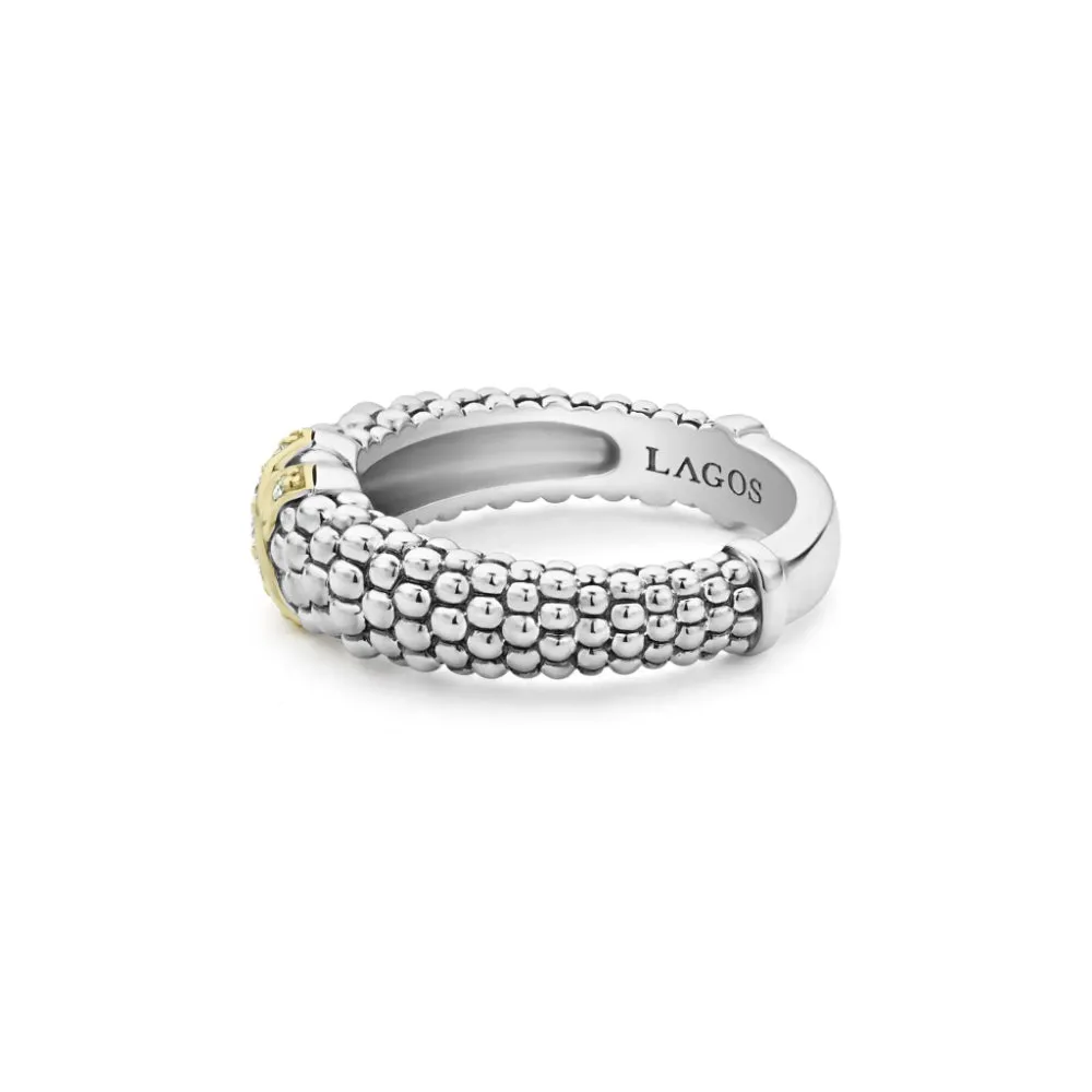 Lagos Embrace Two Tone Caviar Lux Ring