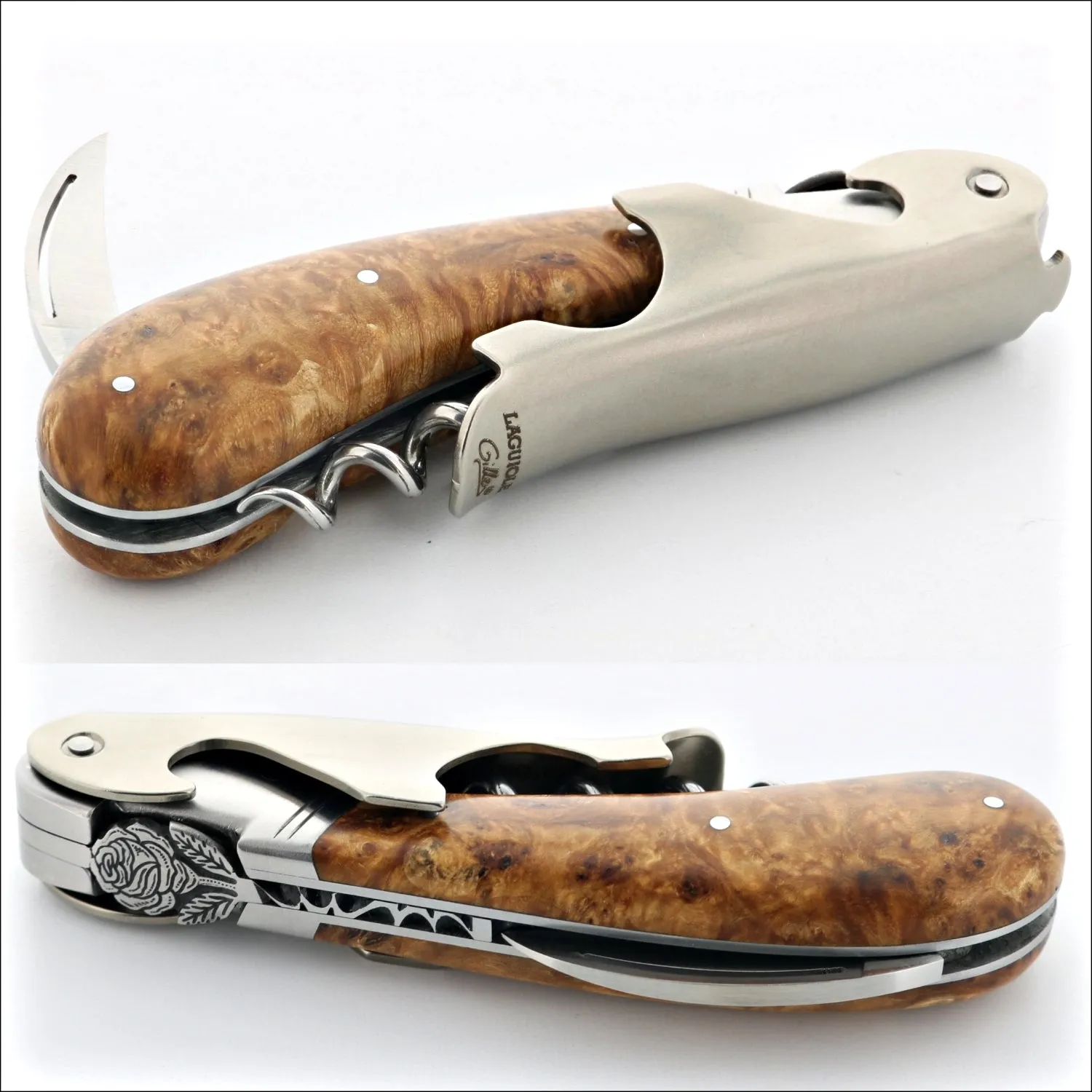 Laguiole Magnum Corkscrew Deco Rose - Amboyna Burl