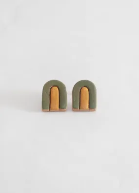 Large Arch Earrings  - Avocado Green