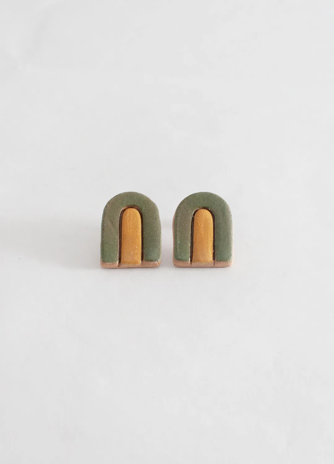 Large Arch Earrings  - Avocado Green