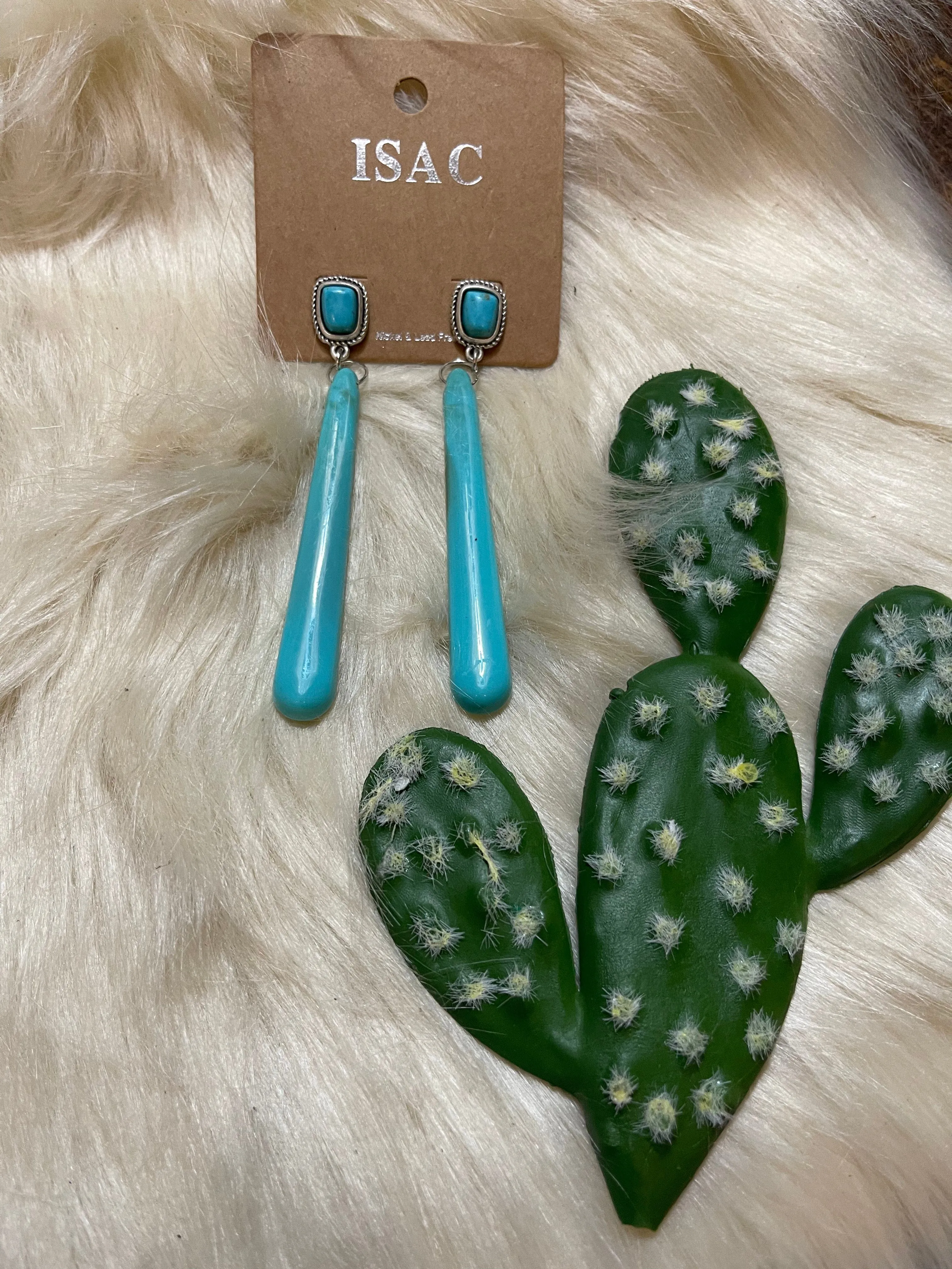 Long Turquoise Bedazzled earrings