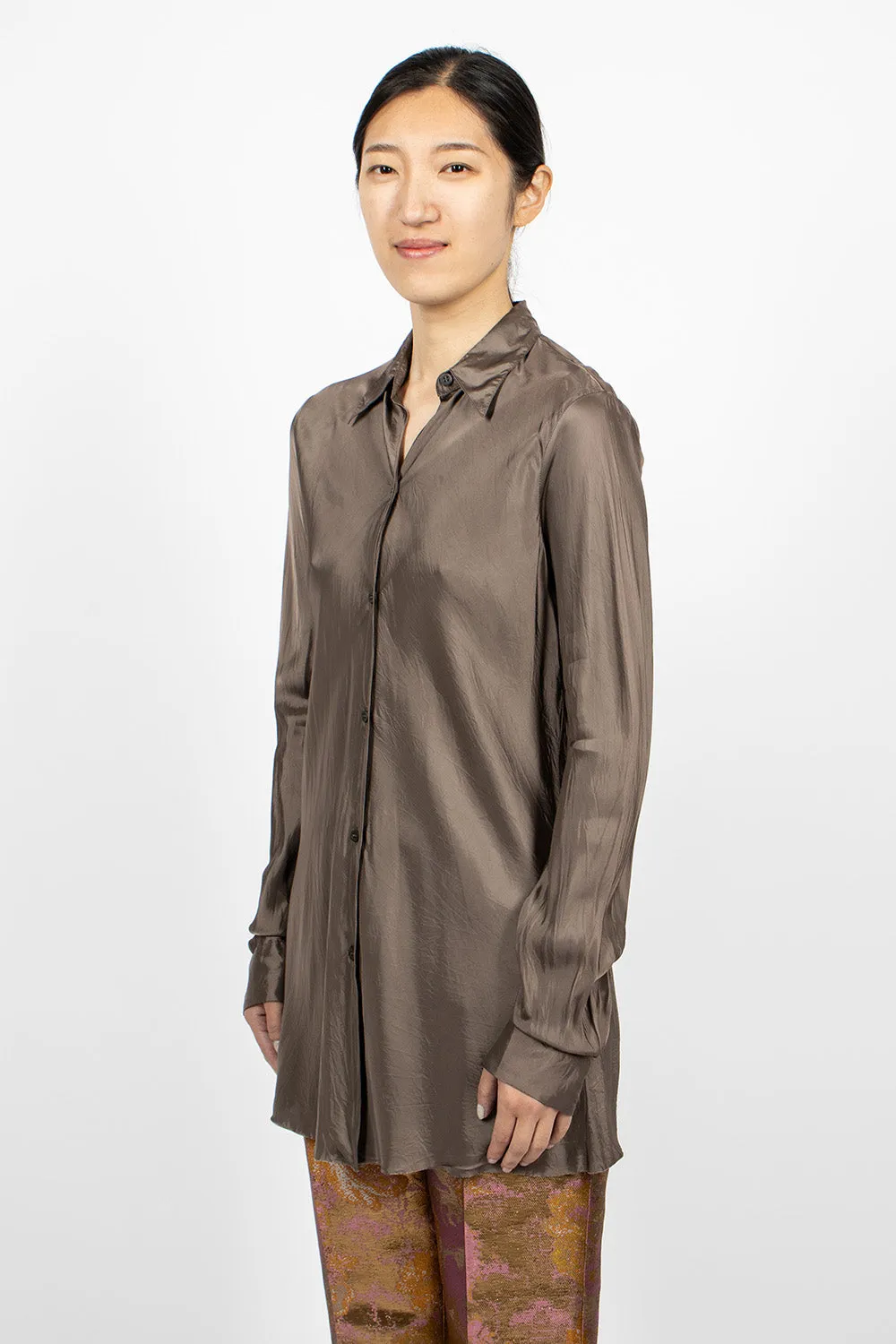 Long Viscose Shirt Grey