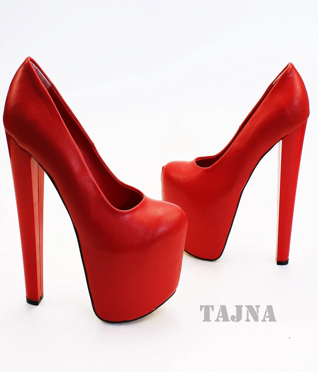 Matte Red High Heel Platform Shoes