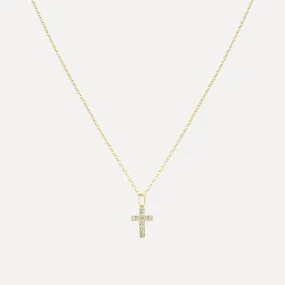 Mini Pave Cross Necklace