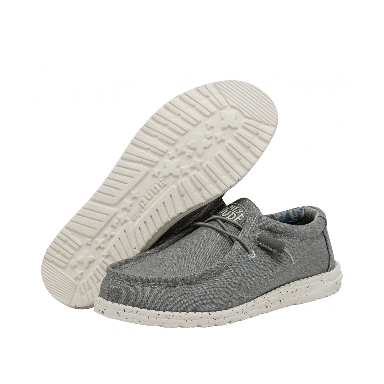 Mocassini Uomo Hey Dude Wally Stretch Canvas Grigio