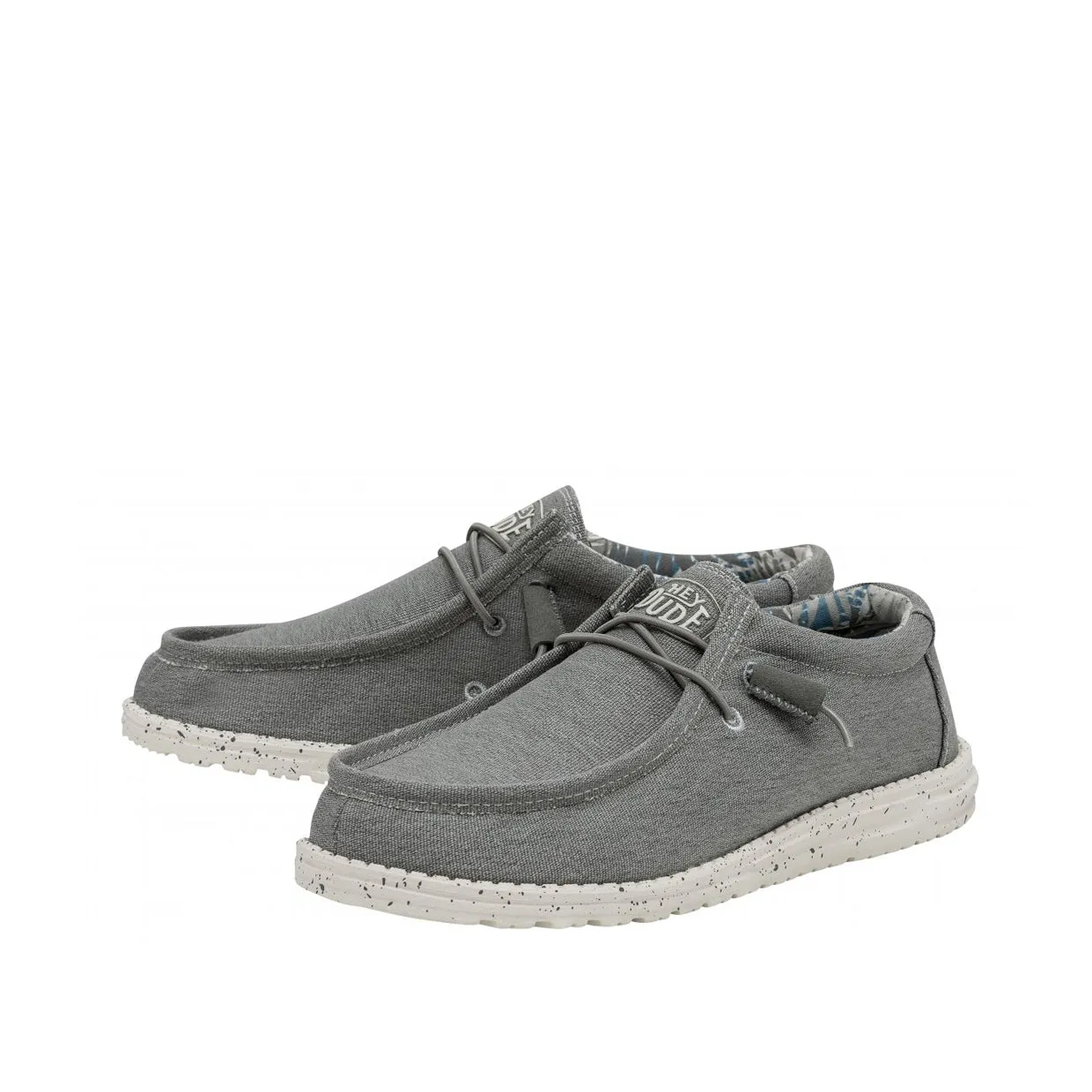 Mocassini Uomo Hey Dude Wally Stretch Canvas Grigio