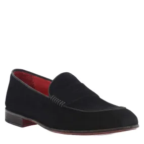 Mocassino elegante nero da uomo in pelle scamosciata