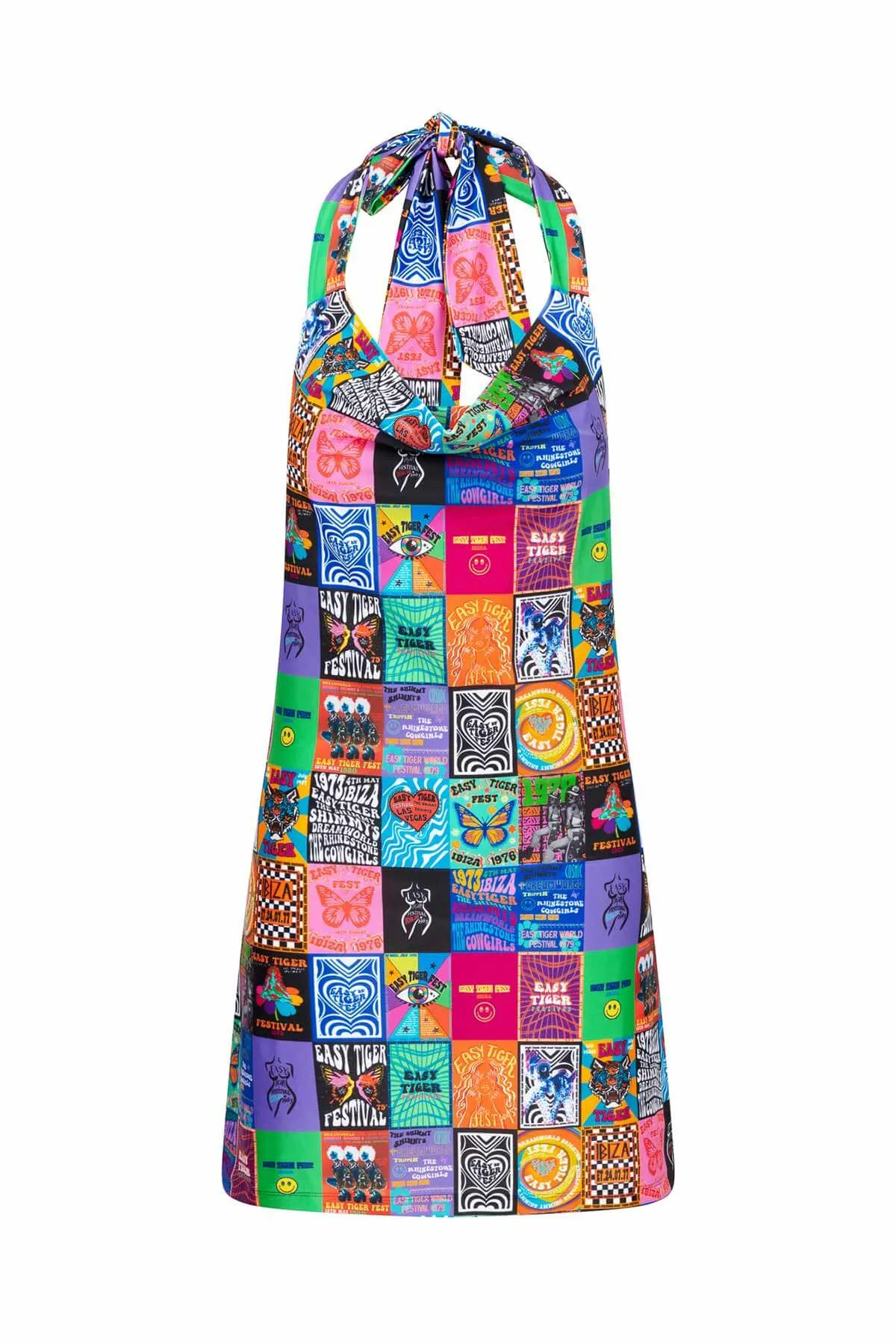 Nostalgia Scarf Dress In Poster Print