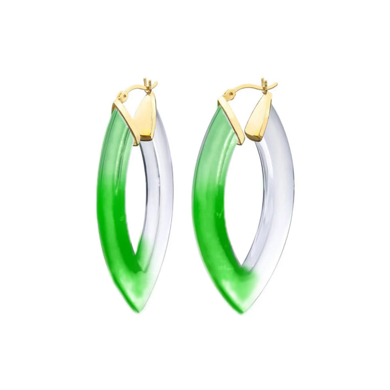 Painted Marquise Lucite Hoop Earrings